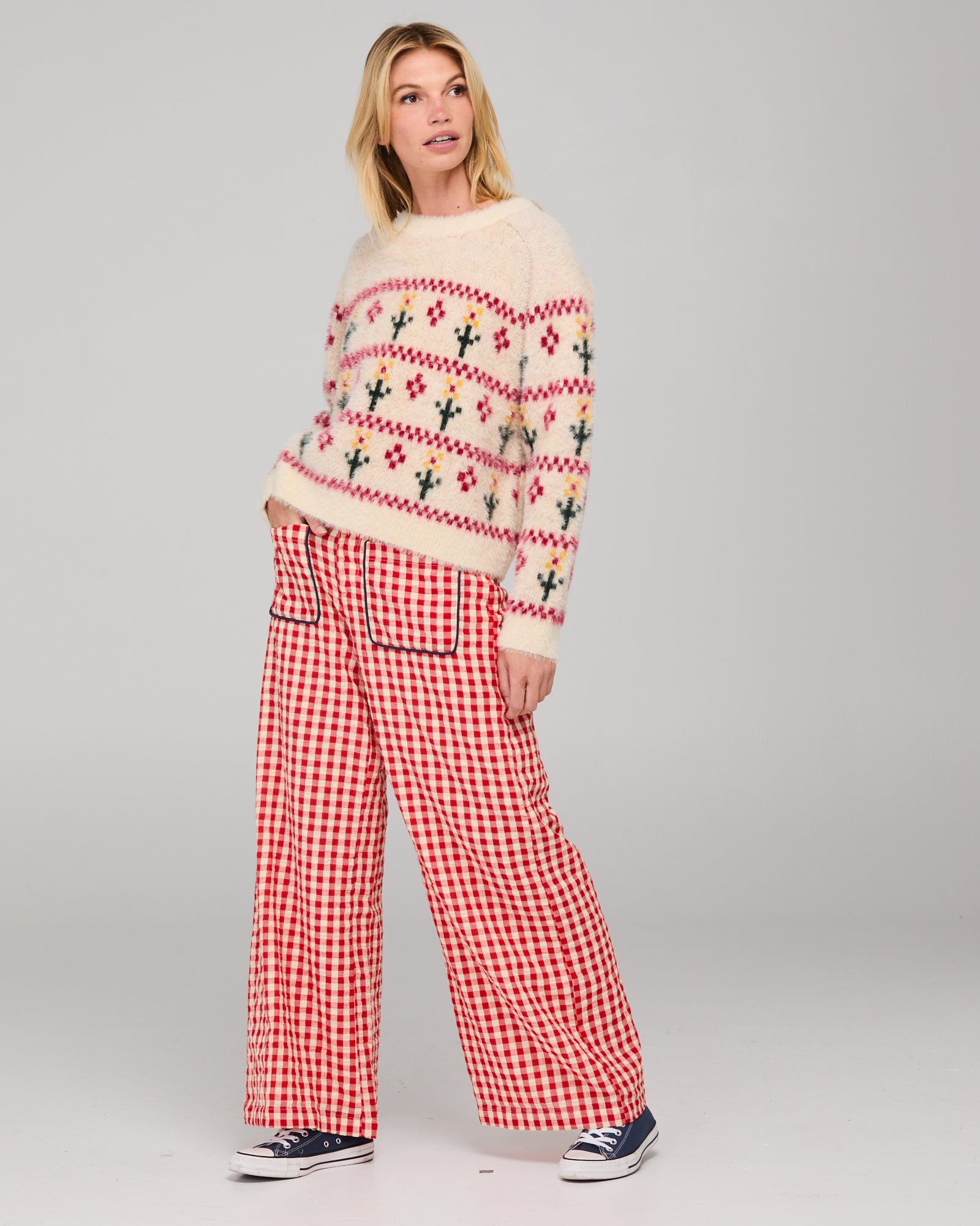 Fay Pant - Red Seersucker