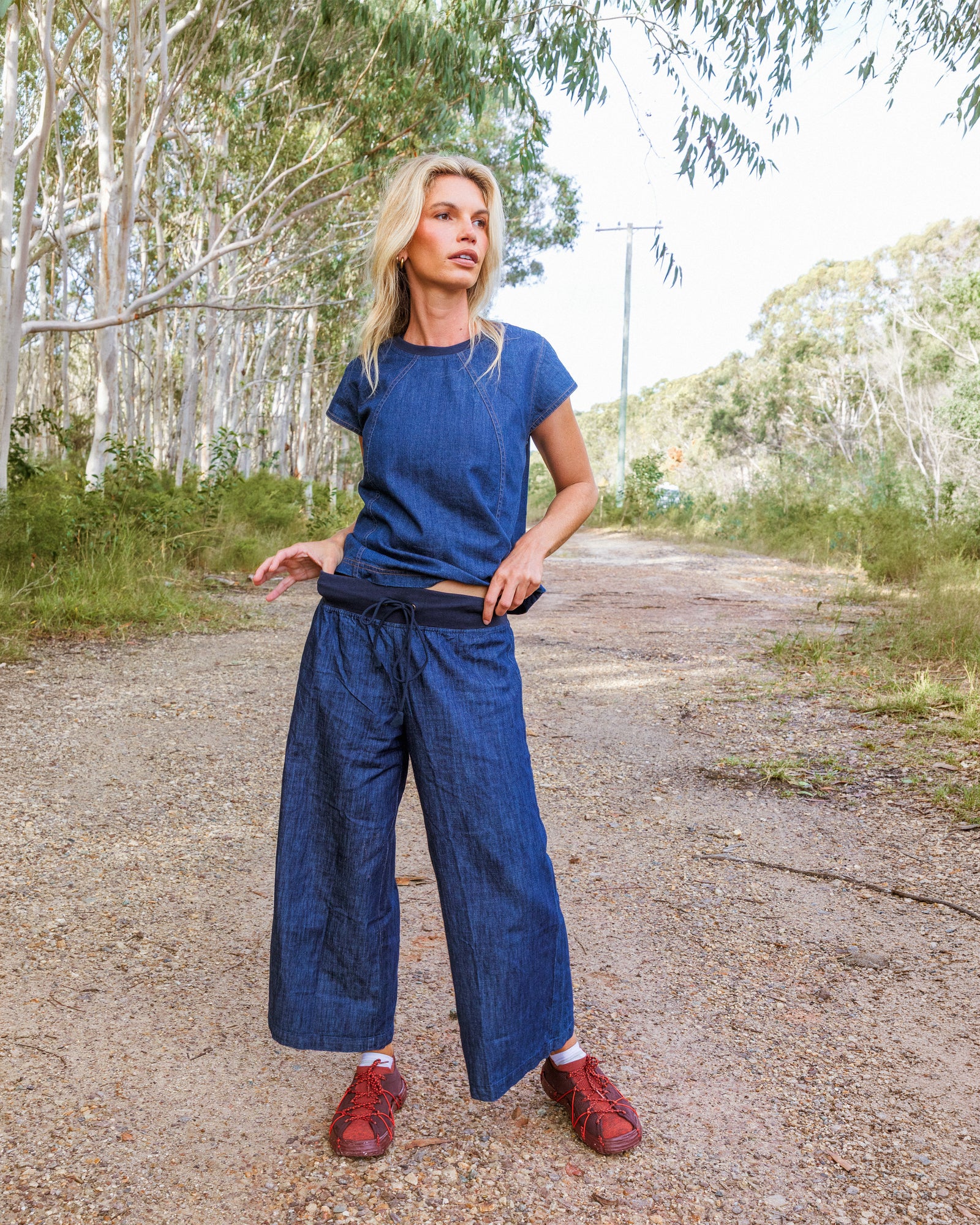 Leaf Top - Dark Denim Contrast Stitching