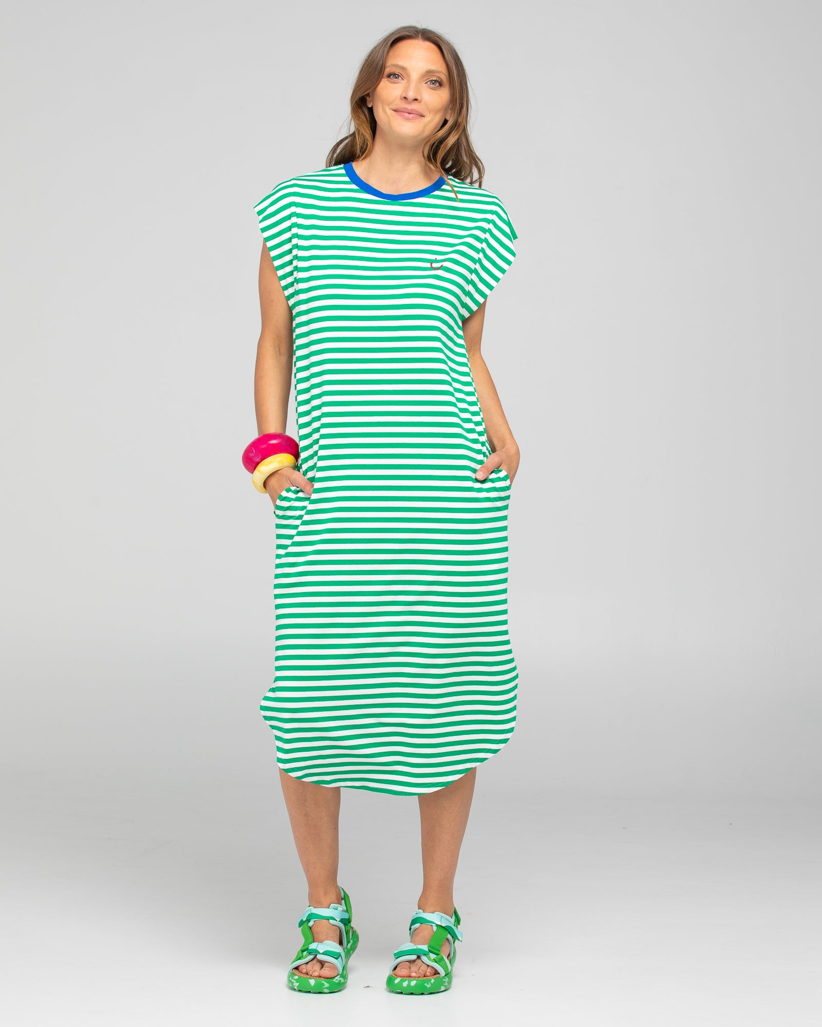 Bellissimo Dress - Green Stripe