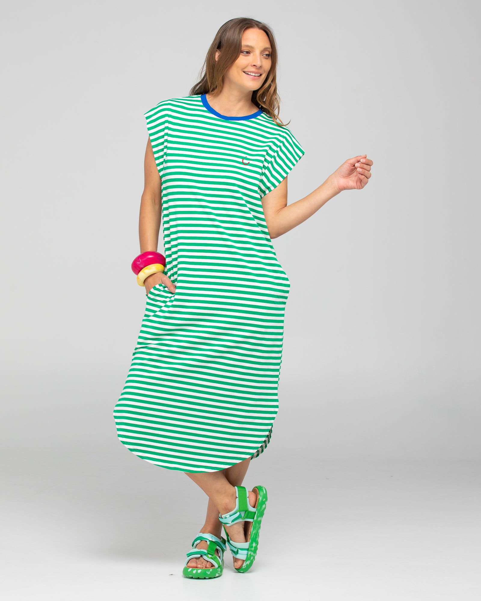 Bellissimo Dress - Green Stripe