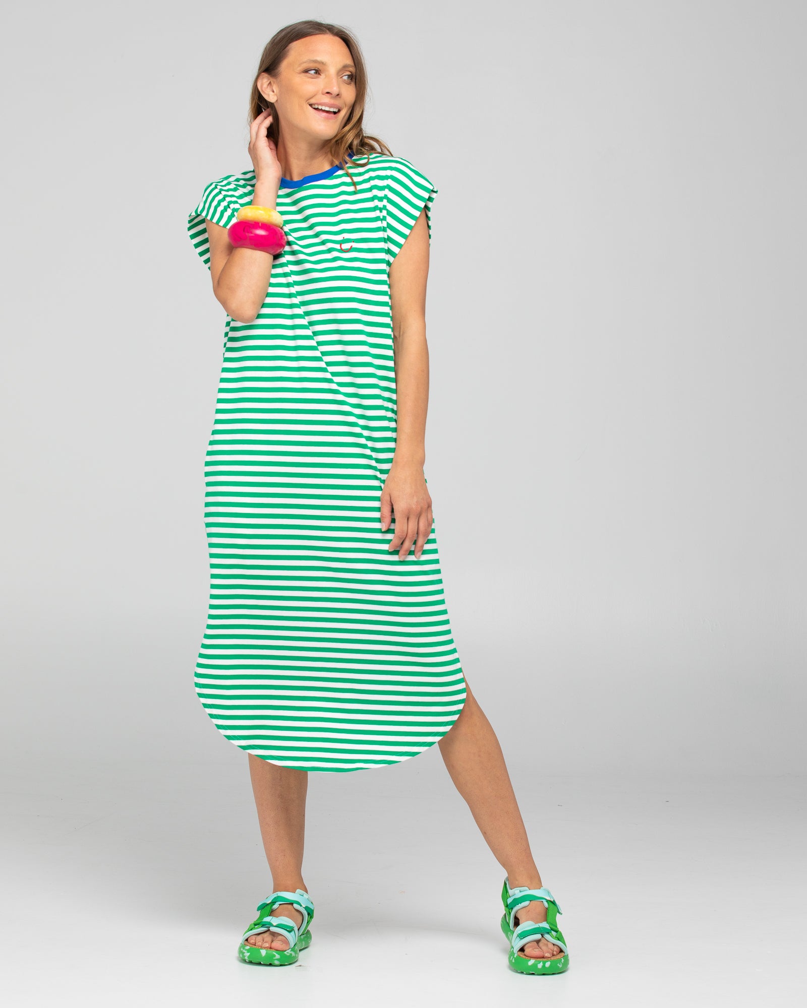 Bellissimo Dress - Green Stripe