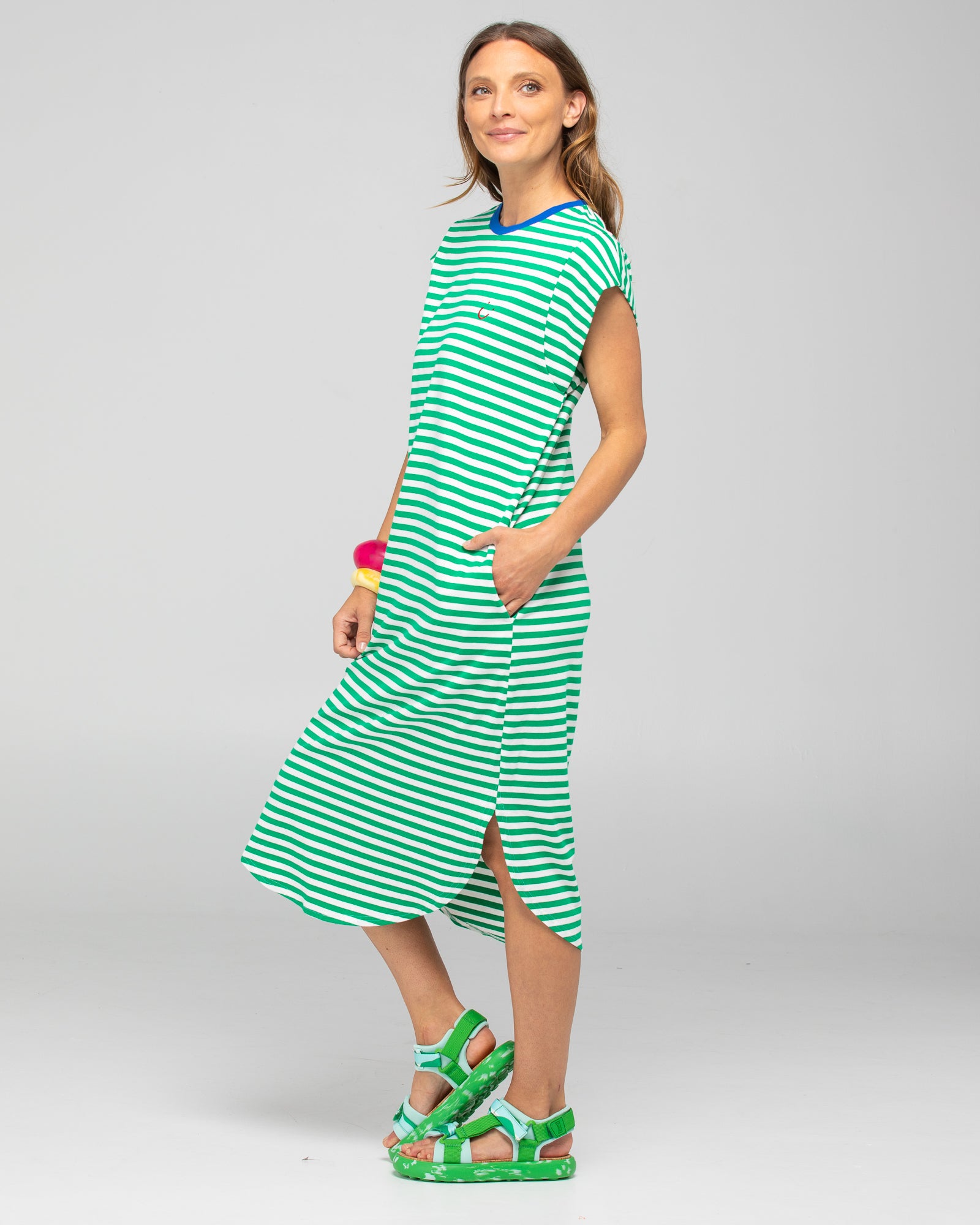 Bellissimo Dress - Green Stripe