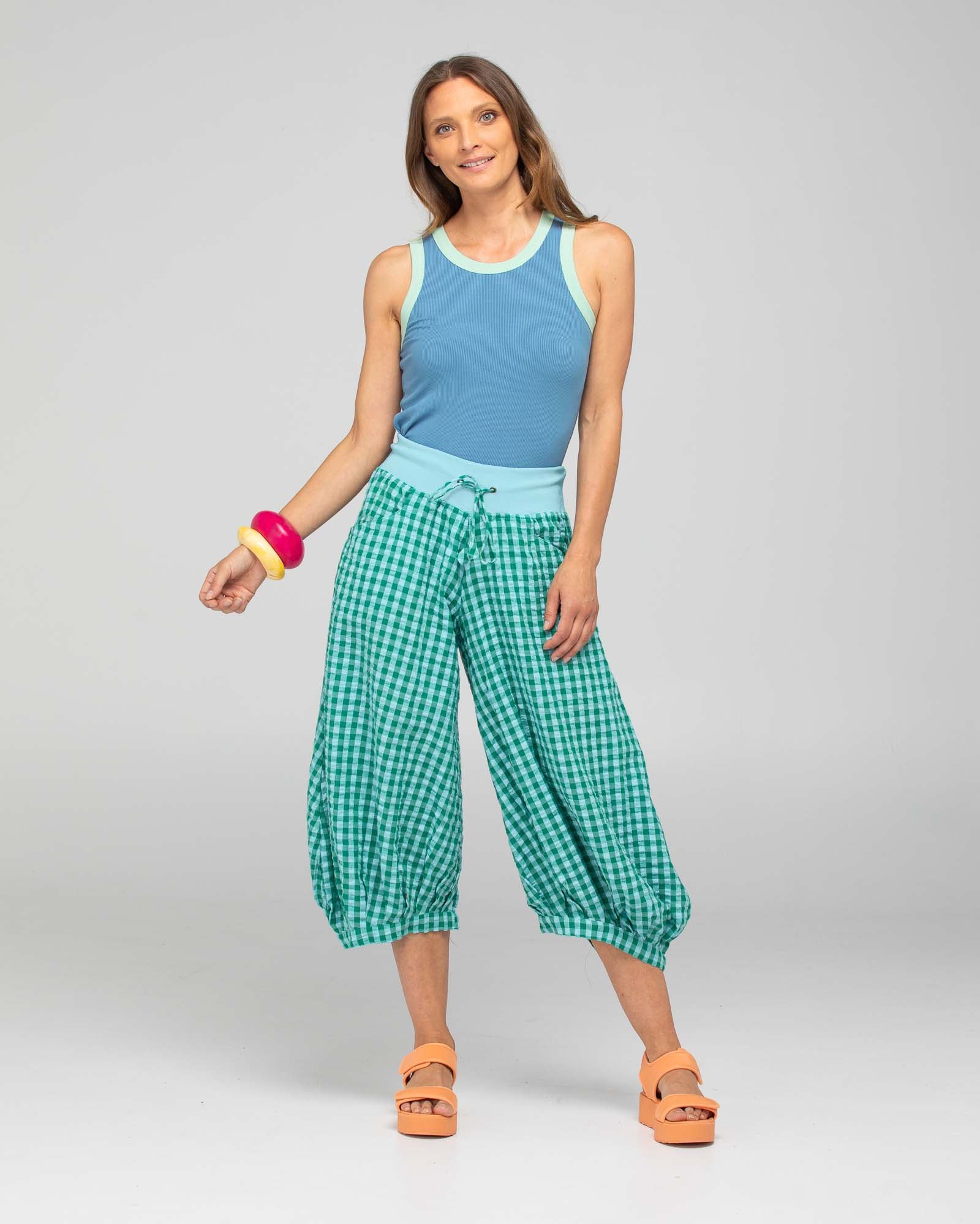 Guru Pant - Green Seersucker