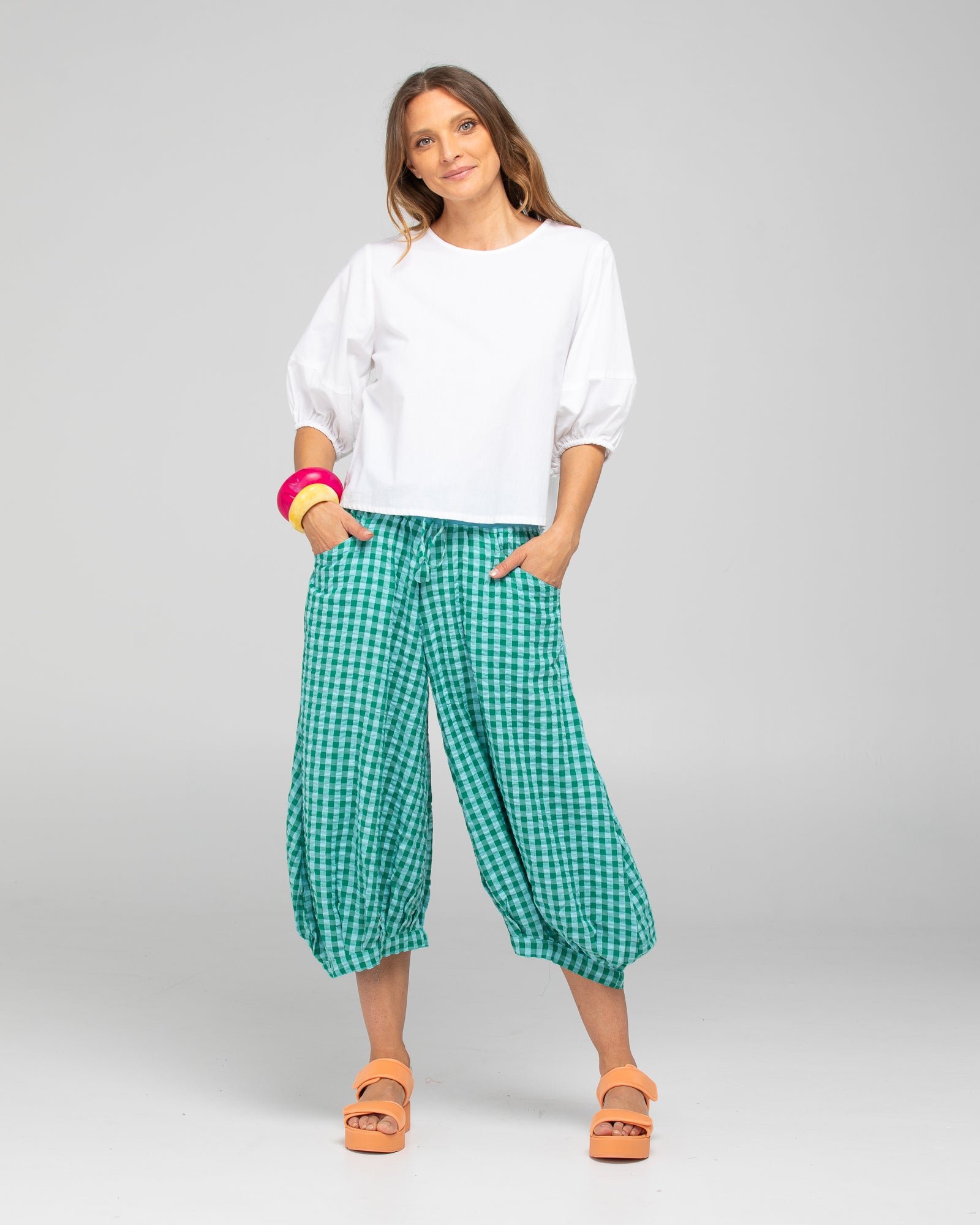 Guru Pant - Green Seersucker