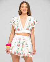 Bella Wrap Top - White Multi