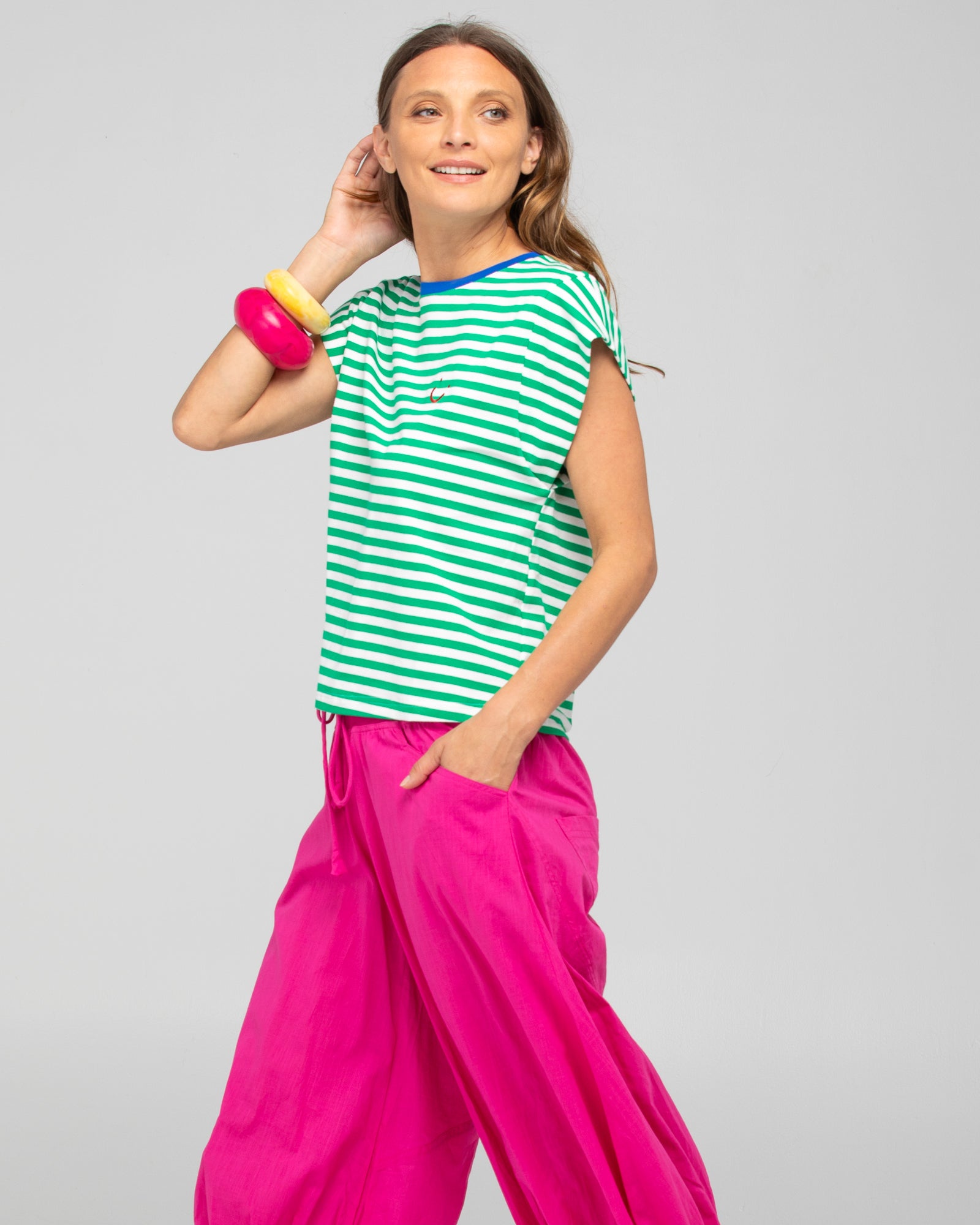 Bellissimo Tee - Green Stripe