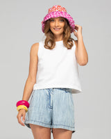 Reversible Wide Brim Bucket Hat  - Naples Viola/Pomodoro