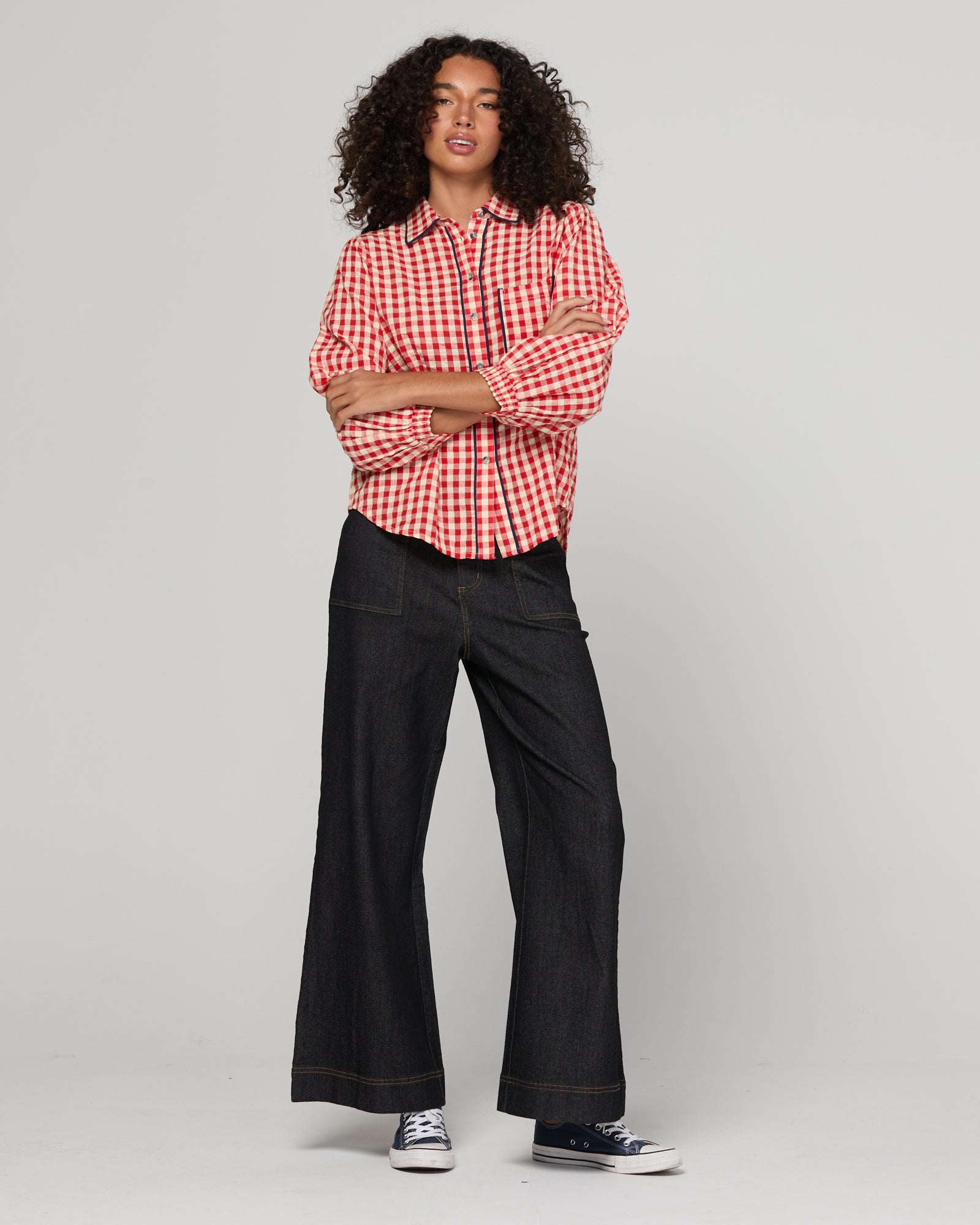 Mizuki Shirt Red - Red Seersucker