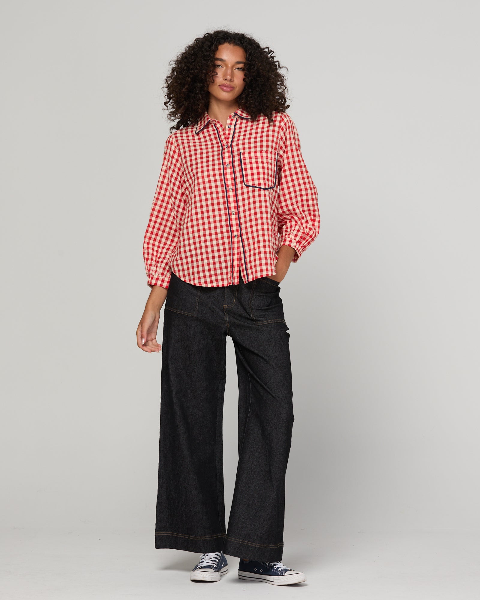 Mizuki Shirt Red - Red Seersucker