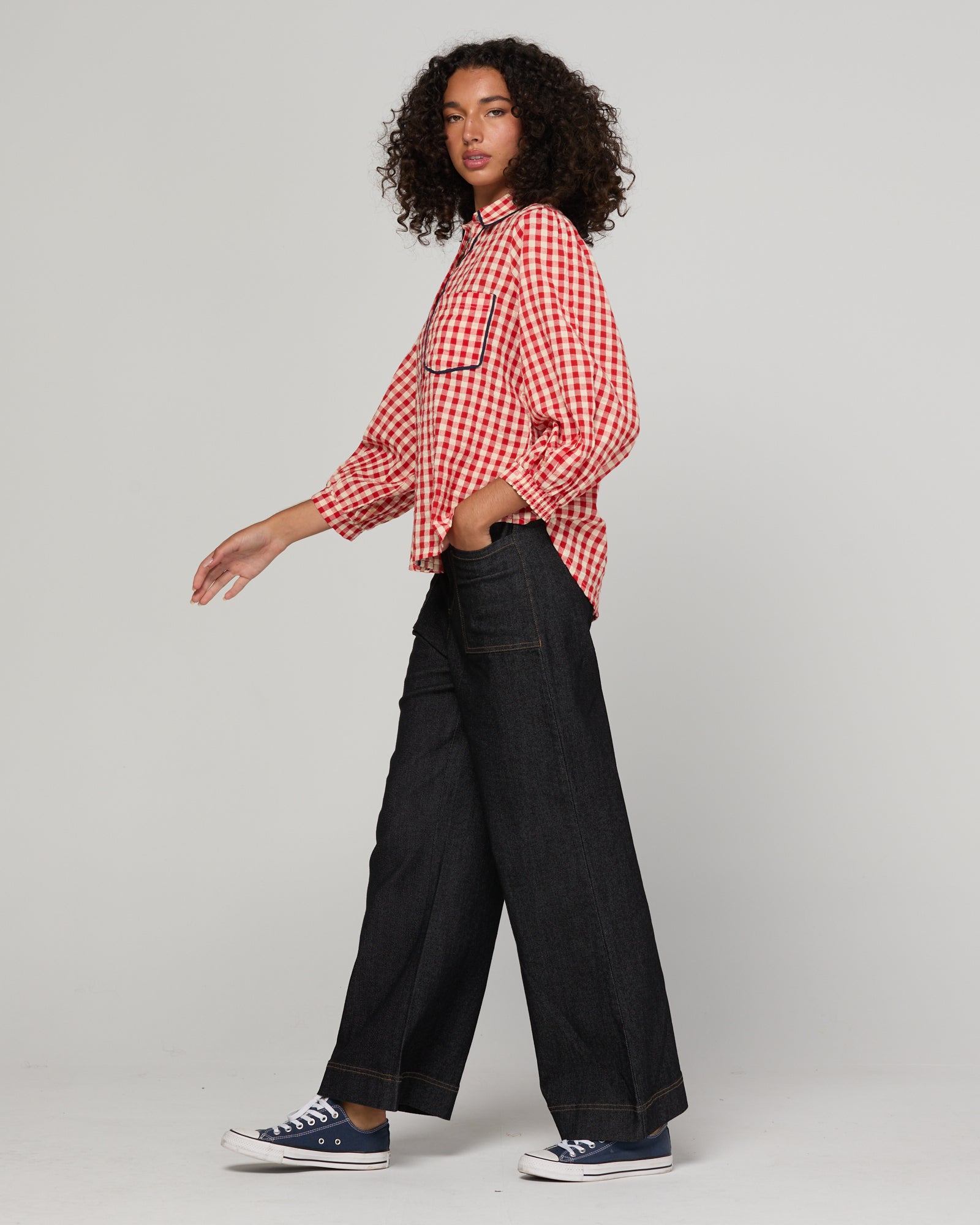 Mizuki Shirt Red - Red Seersucker