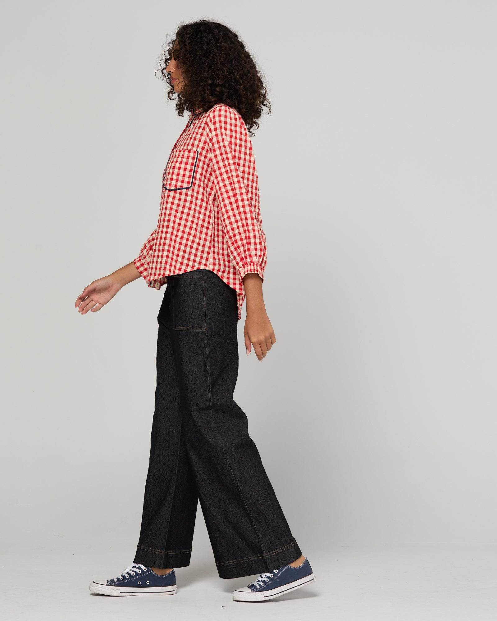 Mizuki Shirt Red - Red Seersucker