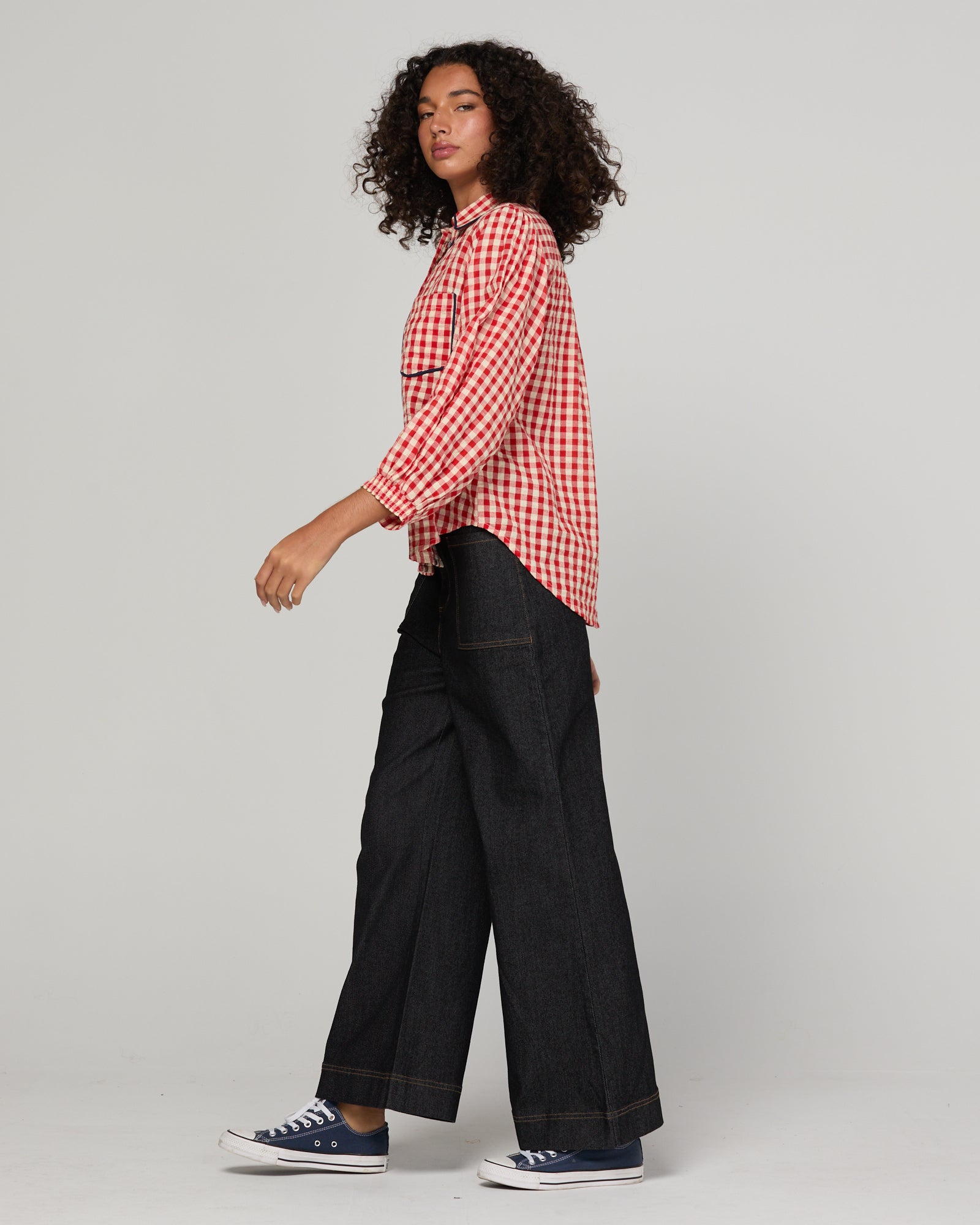 Mizuki Shirt Red - Red Seersucker