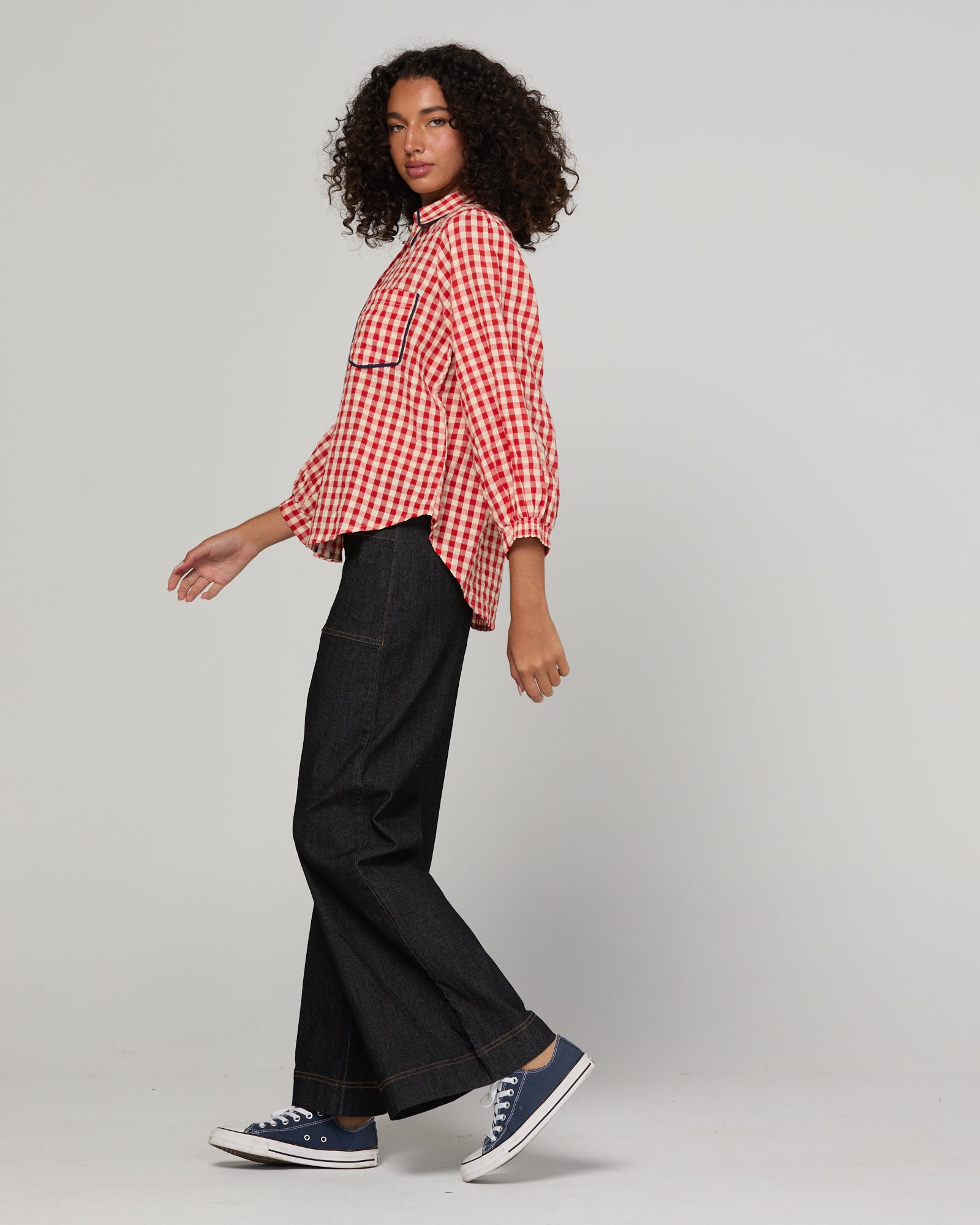 Mizuki Shirt Red - Red Seersucker