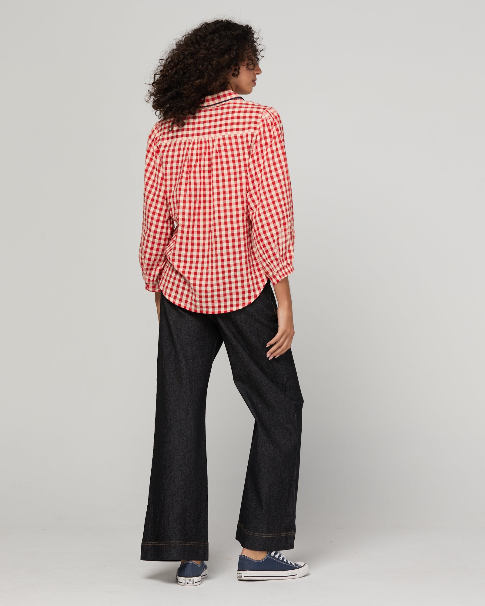 Mizuki Shirt Red - Red Seersucker