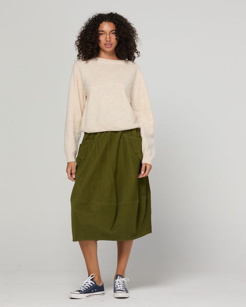 Cord Guru Skirt Olive Green | 100% Cotton Corduroy | Boom Shankar