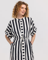 Shiro Shirt Dress - Mono Stripe