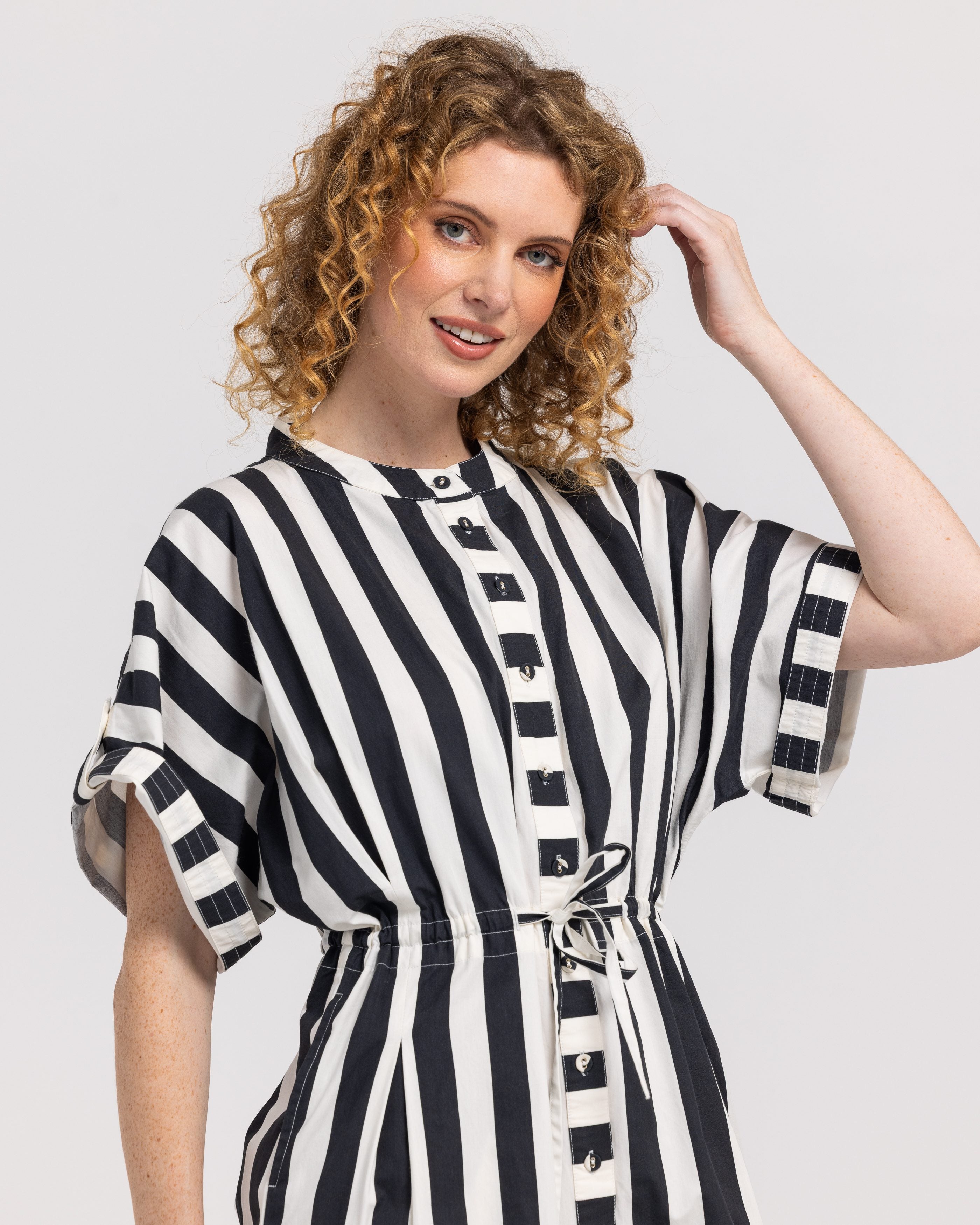 Shiro Shirt Dress - Mono Stripe