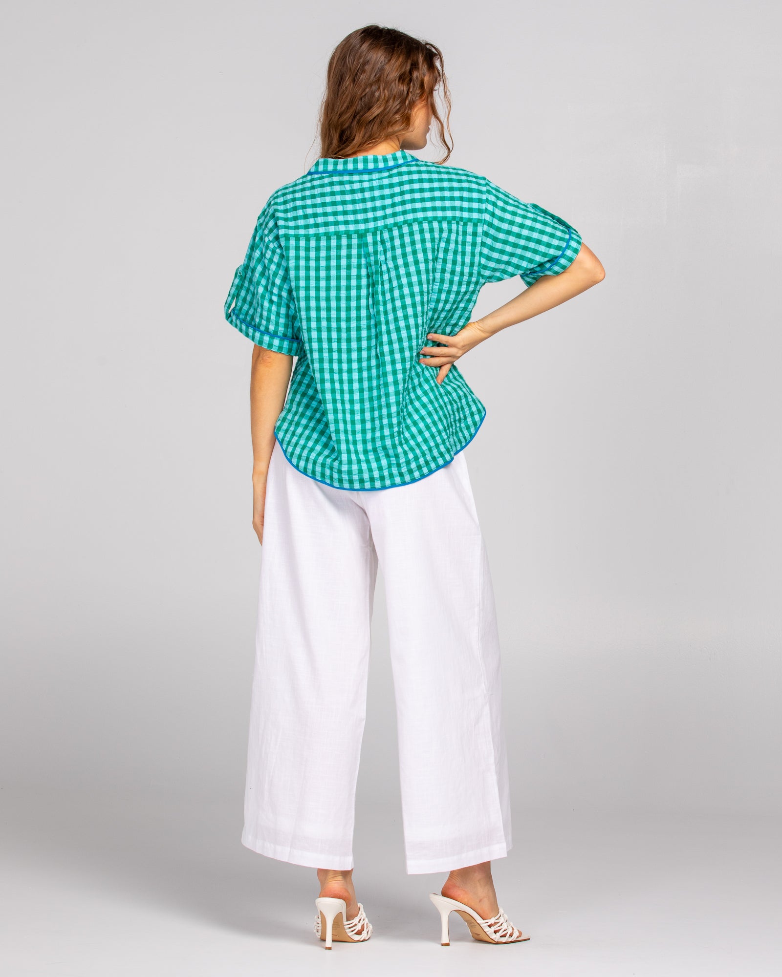 Josie Shirt - Green Seersucker