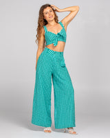 Lottie Pant - Green Seersucker