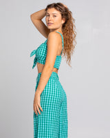 Juno Crop - Green Seersucker