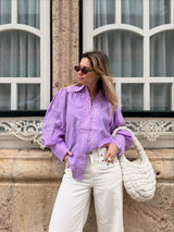 Yuna Shirt Embroidered  - Purple