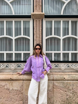 Yuna Shirt Embroidered  - Purple