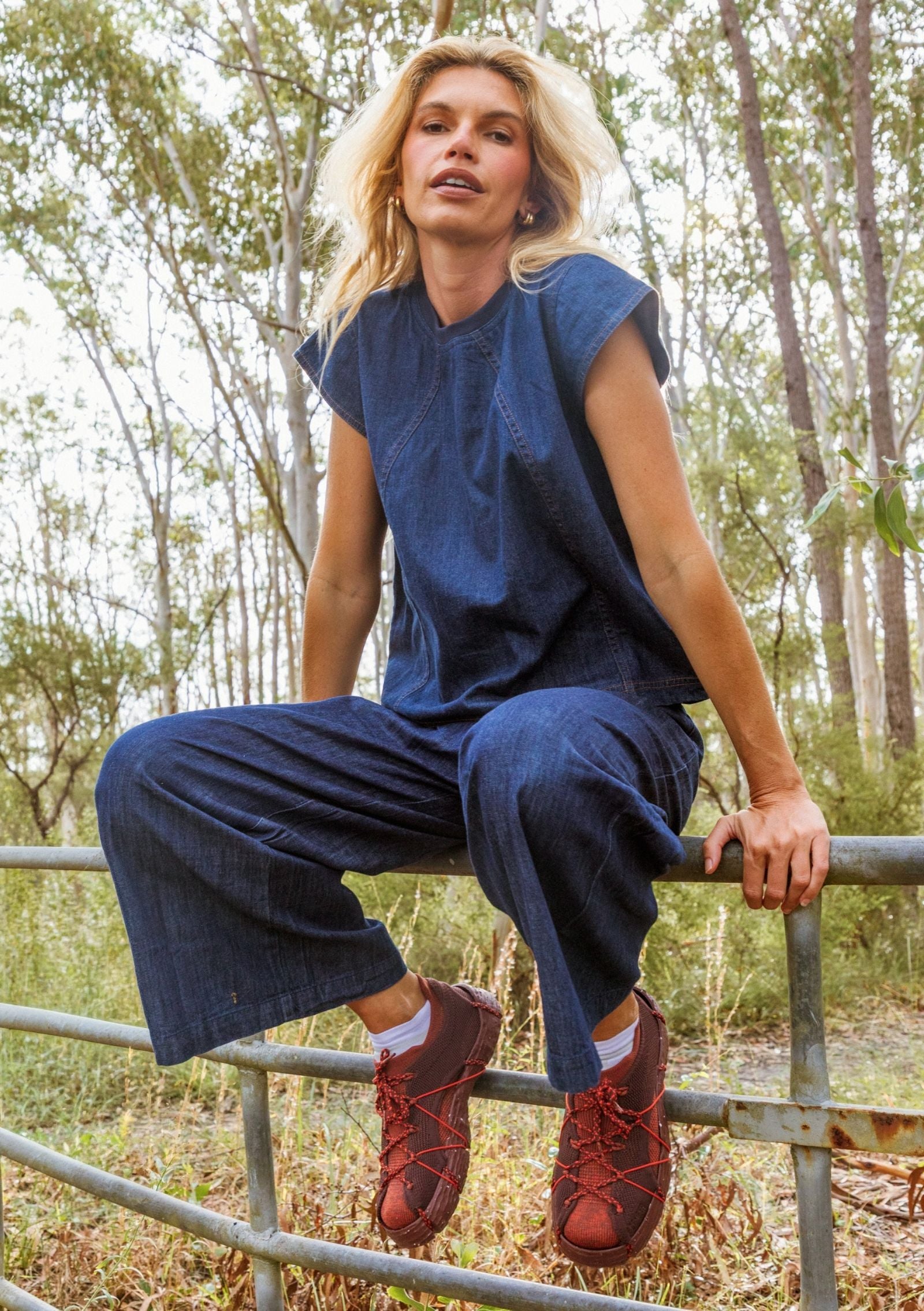 Leaf Top - Dark Denim Contrast Stitching